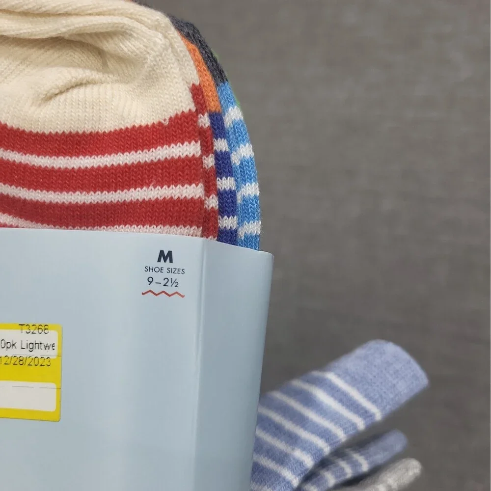 Cat & Jack Boys' 10 Pairs Lightweight Striped Ankle Socks Size Medium 9-2.5